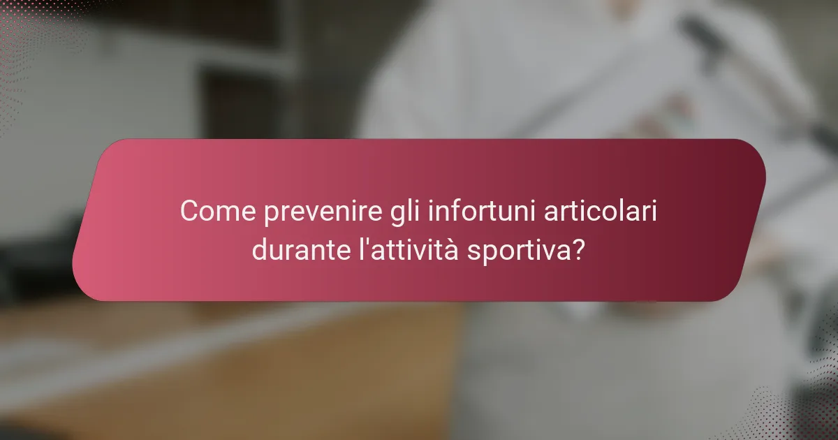 Come prevenire gli infortuni articolari durante l'attività sportiva?